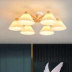 Nordic Wood Pleated Semi-Flush Mount Ceiling Light