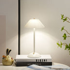 Scandinavian Rechargeable Conic Pleated Table Lamp - 1-Light Bedside Design