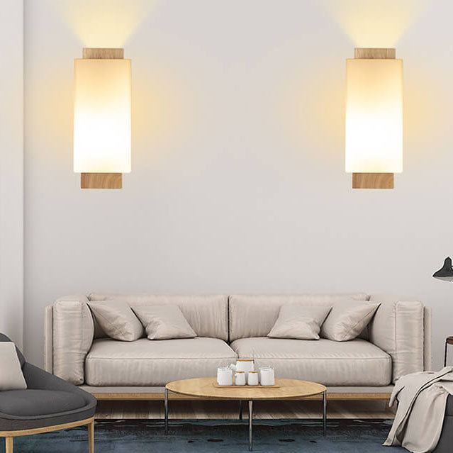 Solid Wood & Glass Wall Sconce