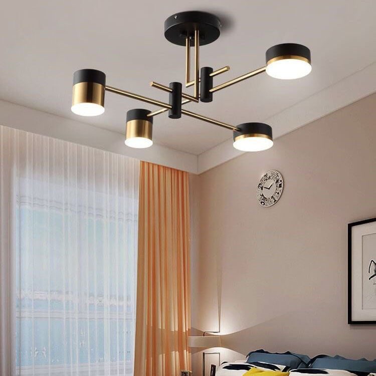 Elegant Black and Gold Semi-Flush Mount Light - 4 to 8 Bulb Design