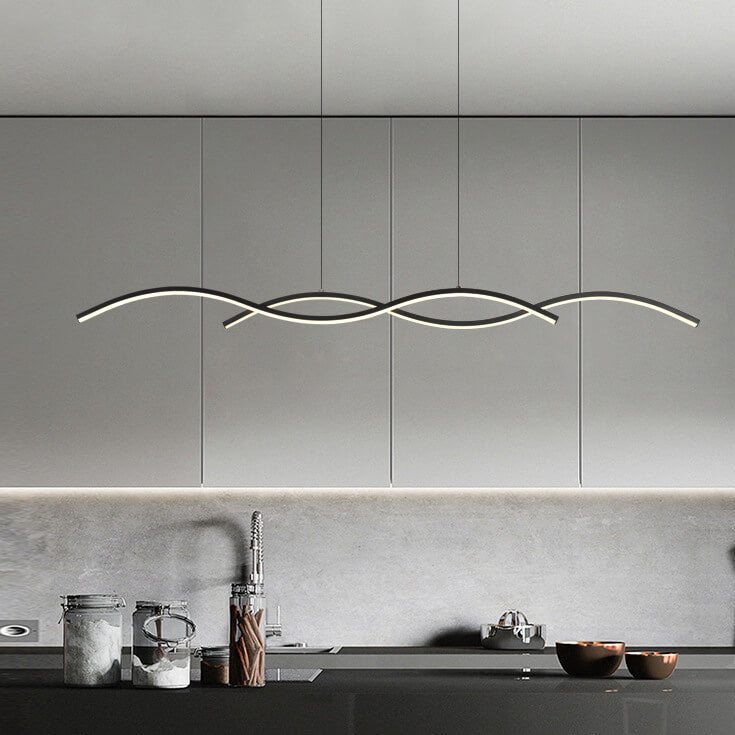 Nordic Minimalist LED Chandelier with Long Wave Design