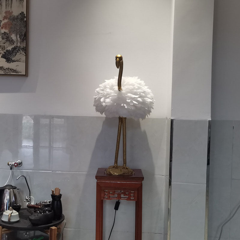 Nordic Goose Feather Flamingo Table Lamp - 1-Light Design for Bedside