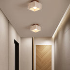 Premium Yellow Travertine Column Semi-Flush Mount Ceiling Light