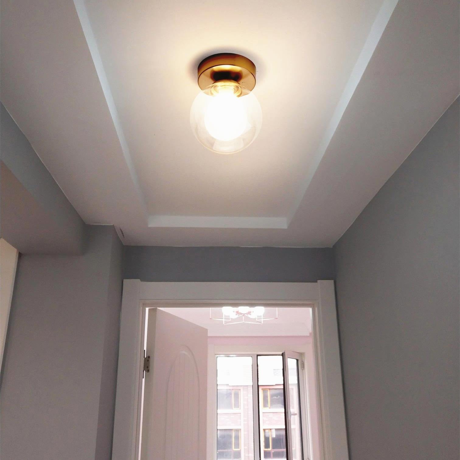 Contemporary Round Glass 1-Light Semi-Flush Mount Ceiling Fixture
