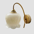 Vintage Cream Petal Resin and Copper Wall Sconce Lamp