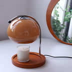 Premium Vintage Glass Dome Table Lamp with Solid Wood Base - 1-Light Melting Wax Design