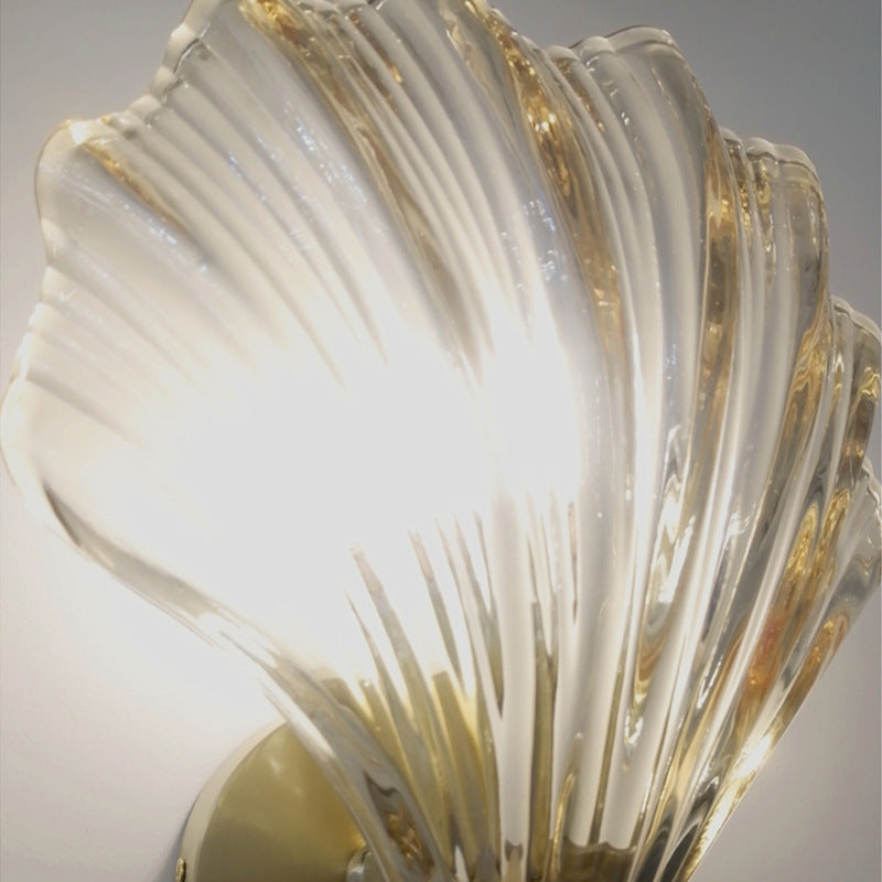 Art Deco Shell Amber Glass Sconce