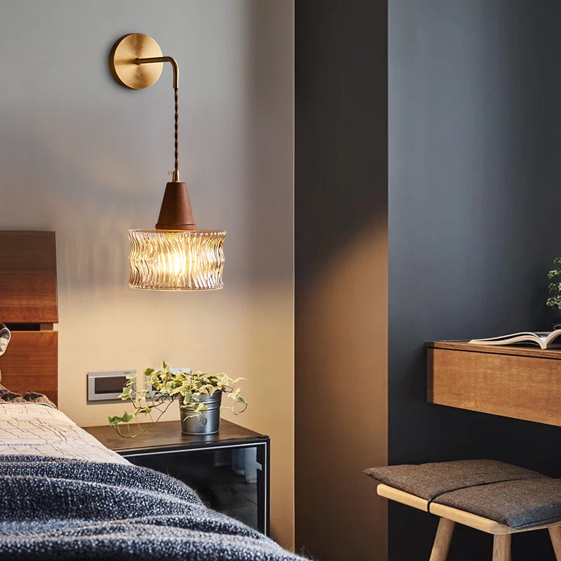 Japanese Walnut & Copper 1-Light Wall Sconce