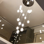Luxury LED Chandelier with Crystal Orb Shade for Modern Staircases