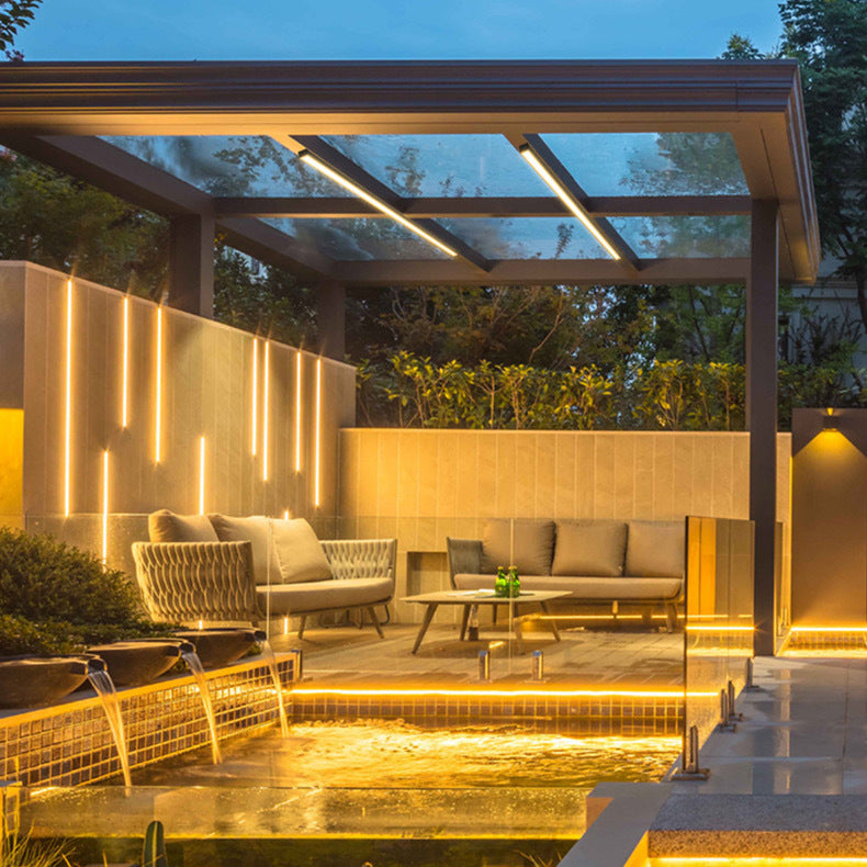 Premium Modern Minimalist LED Flush Mount Ceiling Light - Long Rectangle Aluminum Design for Outdoor Patios