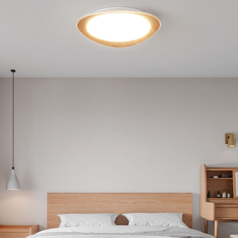 Contemporary Wood Grain Pebble LED Flush Mount Ceiling