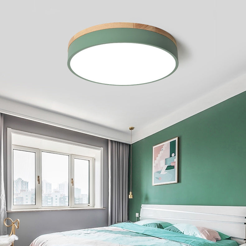 Minimalist Round LED Flush Mount Ceiling Light - Macaron Design for Bedroom