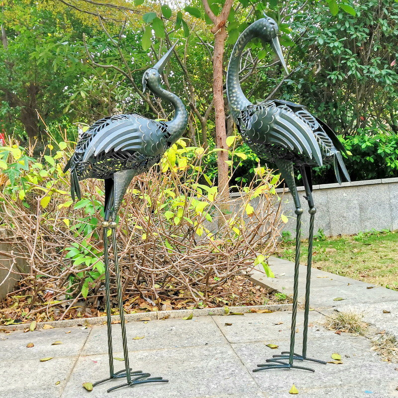 Modern Iron Crane LED Solar Waterproof Outdoor Landscape