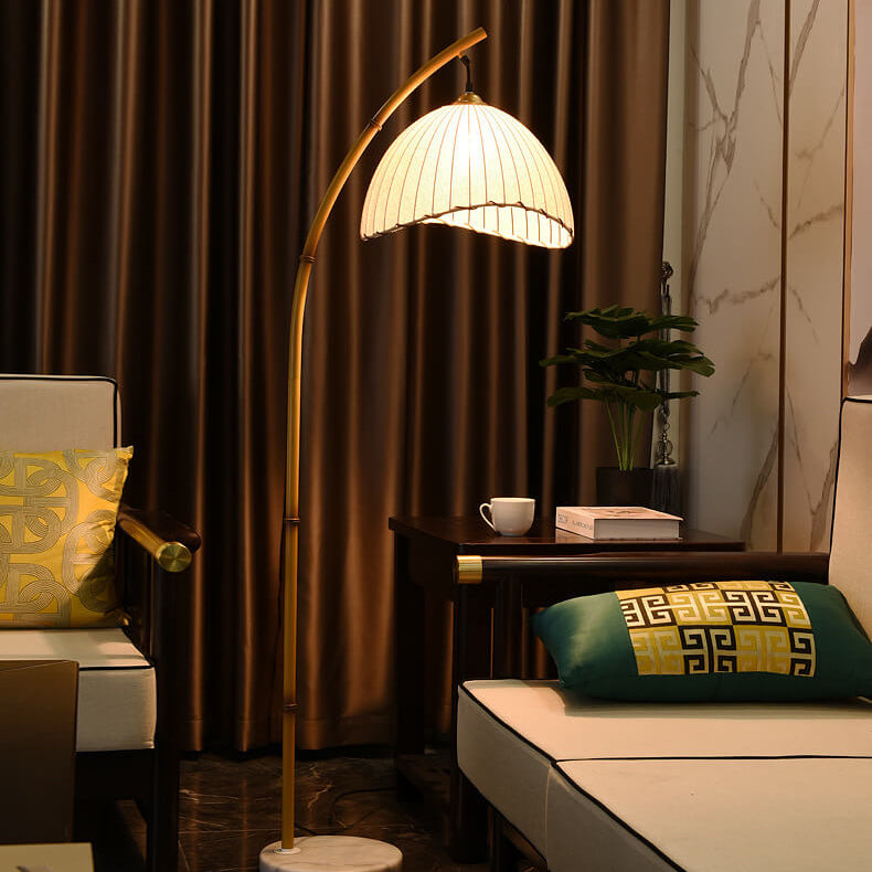 Premium Bamboo Pole Floor Lamp - Retro Zen Design, 1-Light