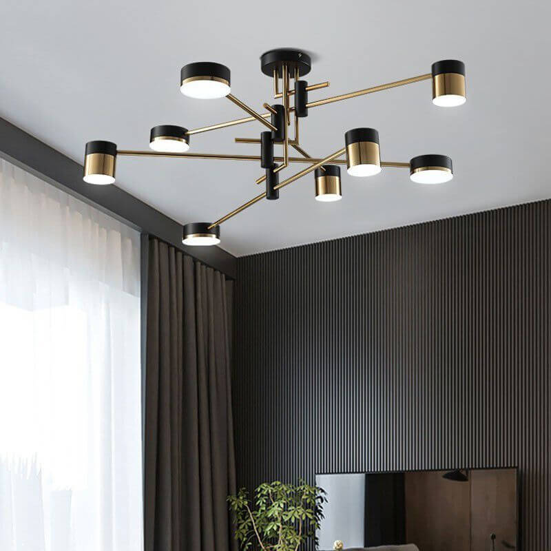 Elegant Black and Gold Semi-Flush Mount Light - 4 to 8 Bulb Design