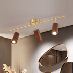 Nordic Minimalist Walnut Wood LED Linear Track Ceiling