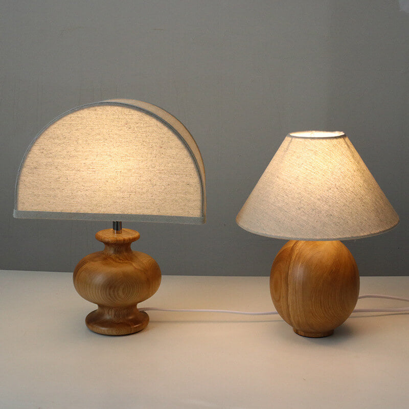Vintage Japanese Wabi-Sabi Solid Wood Table Lamp - 1-Light