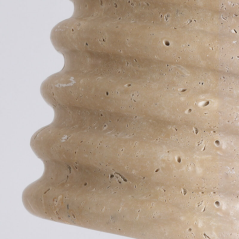 Premium Yellow Travertine Cylinder Pendant Light with Wooden Accents