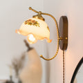 Vintage French Cream Glass Petal Wall Sconce Lamp