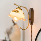 Vintage French Cream Glass Petal Wall Sconce Lamp