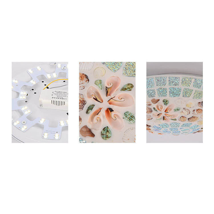 Tiffany Mosaic Shells 1-Light Flush Mount Ceiling Light