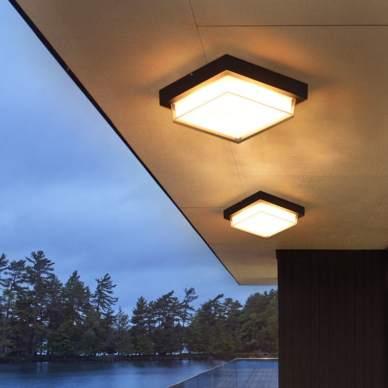 Contemporary Square Aluminum LED Flush Mount Ceiling Light for Outdoor Use