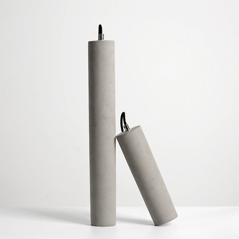 Industrial Cement Cylinder Pendant Light - 1-Light Fixture for Living Room