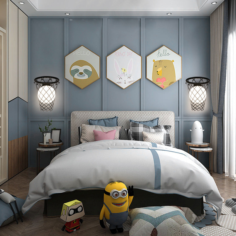 Art Deco Kids Basketball Hoop Wall Sconce