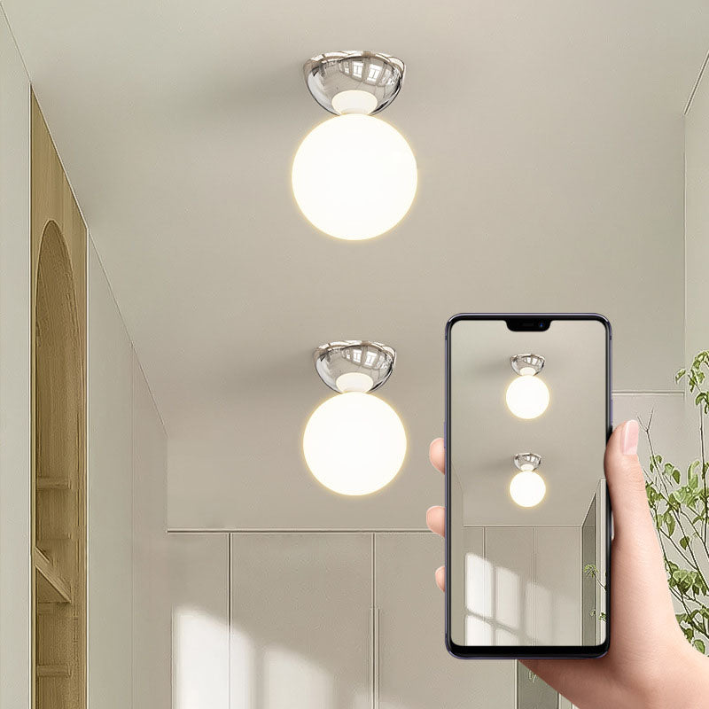 Scandinavian Iron & Glass Semi-Flush Mount Ceiling Light