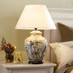 Premium Retro Ceramic Flower and Bird Table Lamp - 1 Light