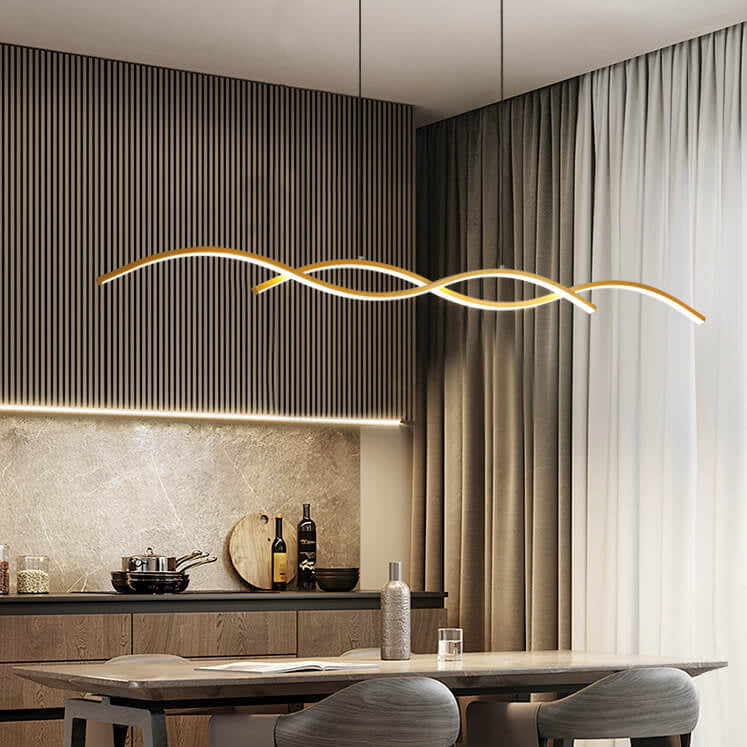 Nordic Minimalist LED Chandelier with Long Wave Design