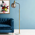 Nordic Glass Dome Floor Lamp with Marble Base - 1-Light Design for Living Room