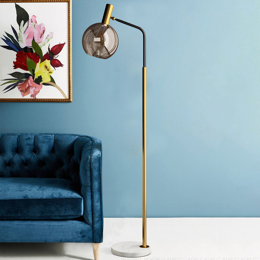 Nordic Glass Dome Floor Lamp with Marble Base - 1-Light Design for Living Room