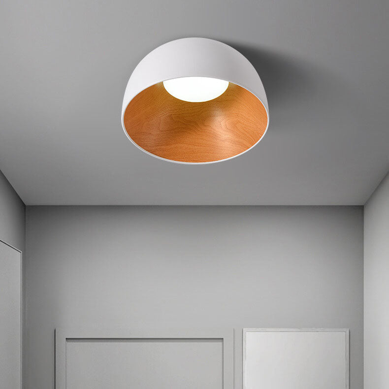Modern Wooden Bowl LED Flush Mount Ceiling Light