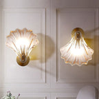 Art Deco Shell Amber Glass Sconce