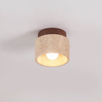 Premium Yellow Travertine Column Semi-Flush Mount Ceiling Light