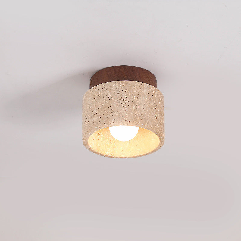 Premium Yellow Travertine Column Semi-Flush Mount Ceiling Light