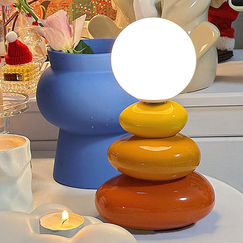 Contemporary Pebble Ceramic USB LED Table Lamp