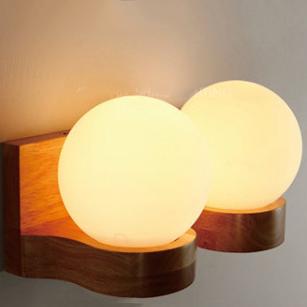 Nordic Solid Wood Ball Wall Sconce