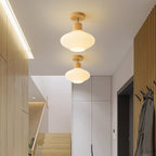 Nordic Striped Glass Oval Semi-Flush Mount Ceiling Light