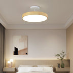 Minimalist Japanese Wood Grain Round LED Semi-Flush Mount