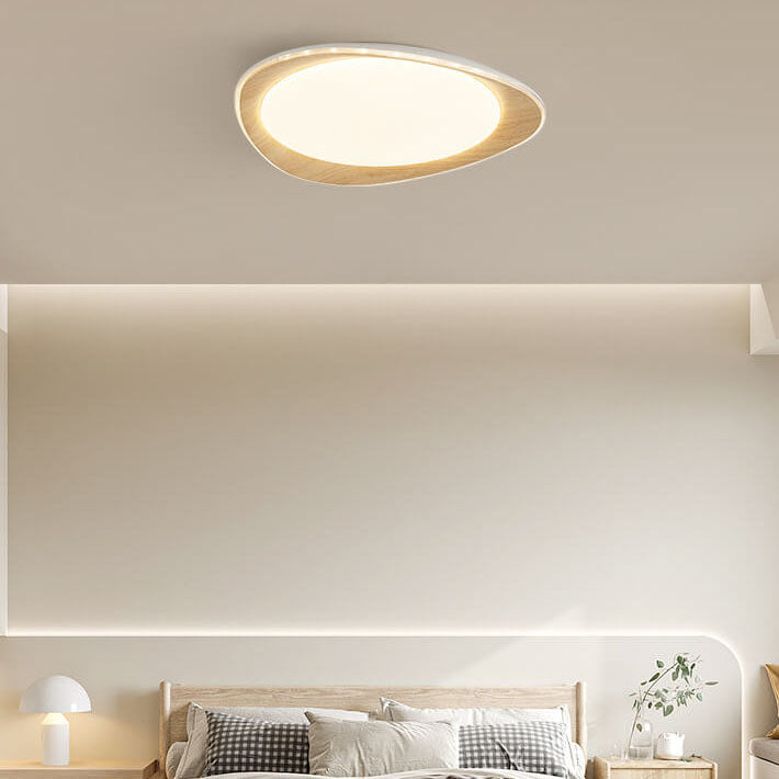 Contemporary Wood Grain Pebble LED Flush Mount Ceiling Light
