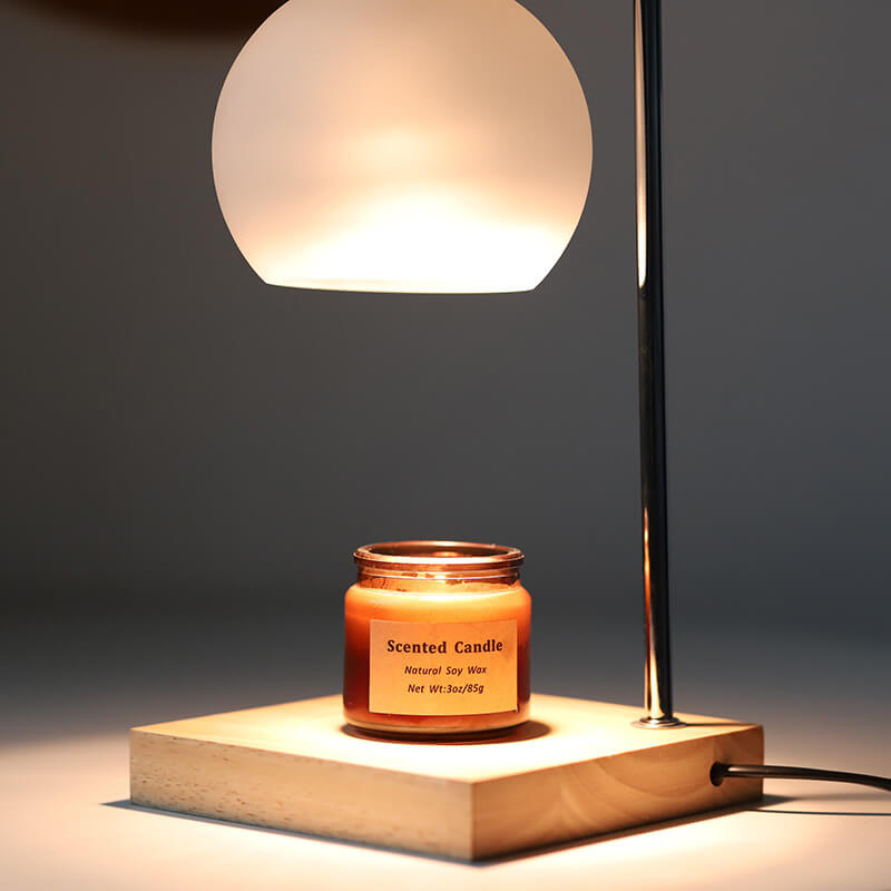 Elegant Solid Wood Spherical Candle Table Lamp - 1-Light Design