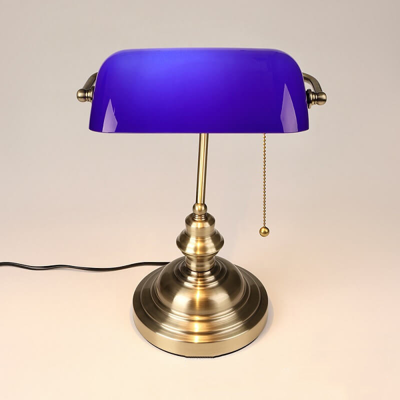 Vintage Glass Table Lamp with Metal Base - 1-Light Zipper Design