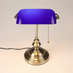 Vintage Glass Table Lamp with Metal Base - 1-Light Zipper Design