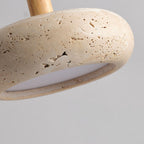 Japanese Round Yellow Travertine LED Pendant Light for Bedroom