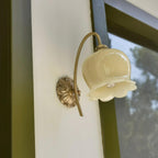 Vintage Cream Petal Resin and Copper Wall Sconce Lamp