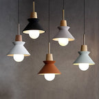 Nordic Minimalist Macaron Wood and Cement Pendant Light