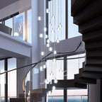 Luxury LED Chandelier with Crystal Orb Shade for Modern Staircases