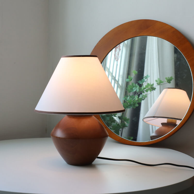 Vintage Japanese Wabi-Sabi Solid Wood Table Lamp - 1-Light